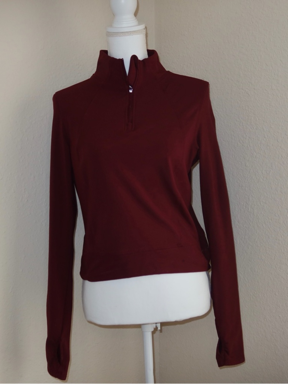 Women's Half-Zip Pullover Top - Burgundy
